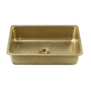 Villa Single Bowl Hammered Brass Kitchen Sink with...