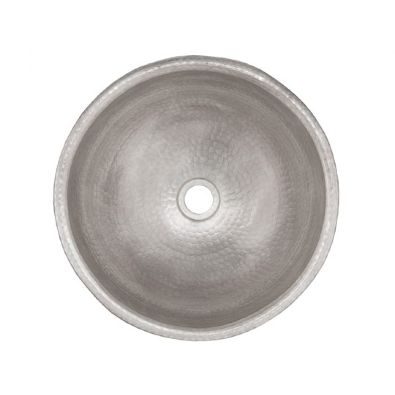 Metropoli Round Semi-Double Wall Brushed Nickel Copper Sink With Drain