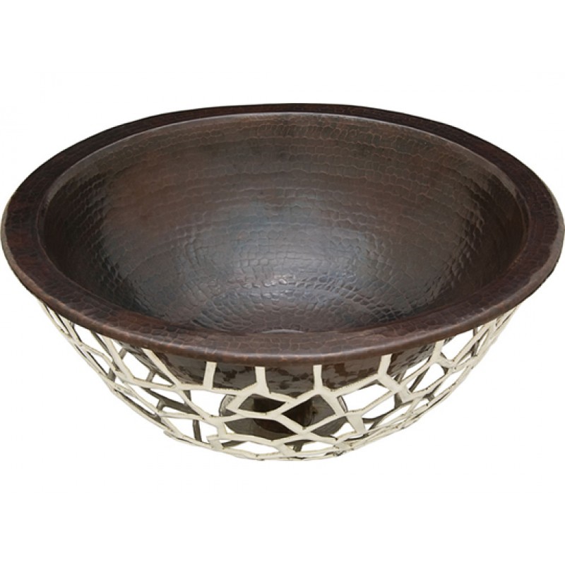 Nest II Black Copper and Silver Vessel Sink With Drain