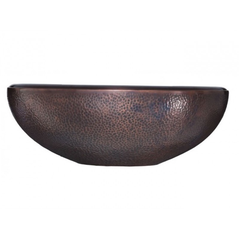 Guadalupe Antique Copper Round Vessel Sink With Drain