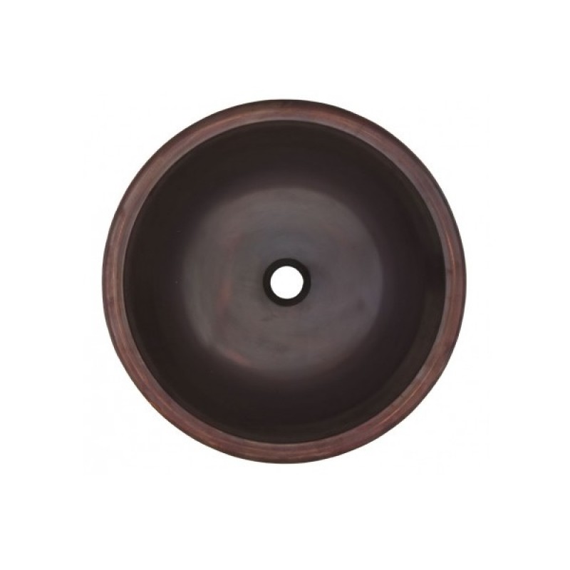 Guadalupe Antique Copper Round Vessel Sink With Drain