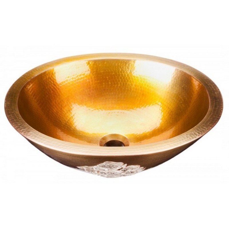 Altamira Antique Satin Gold Round Handcrafted Vessel Sink