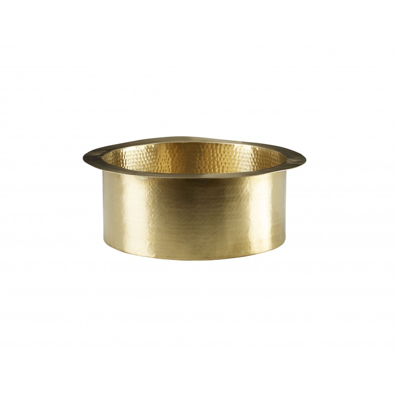 Hammered Brass De La Cruz Round Bar/Prep Sink with Disposal Flange