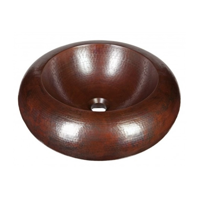 Salamanca Round Aged Copper Vessel Sink With Drain