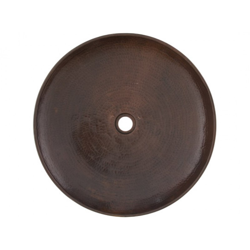 Round Zen Black Copper Rimless Sink Vessel With Drain