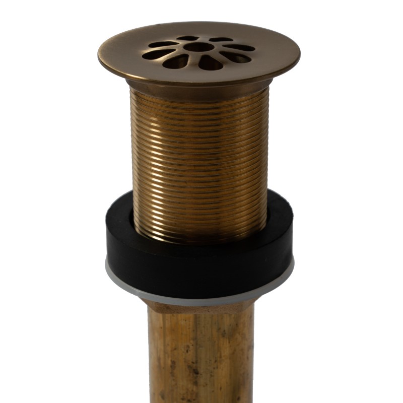Flower Style Grid Drain in Antique Satin Gold for Copper and Other Metal Sinks