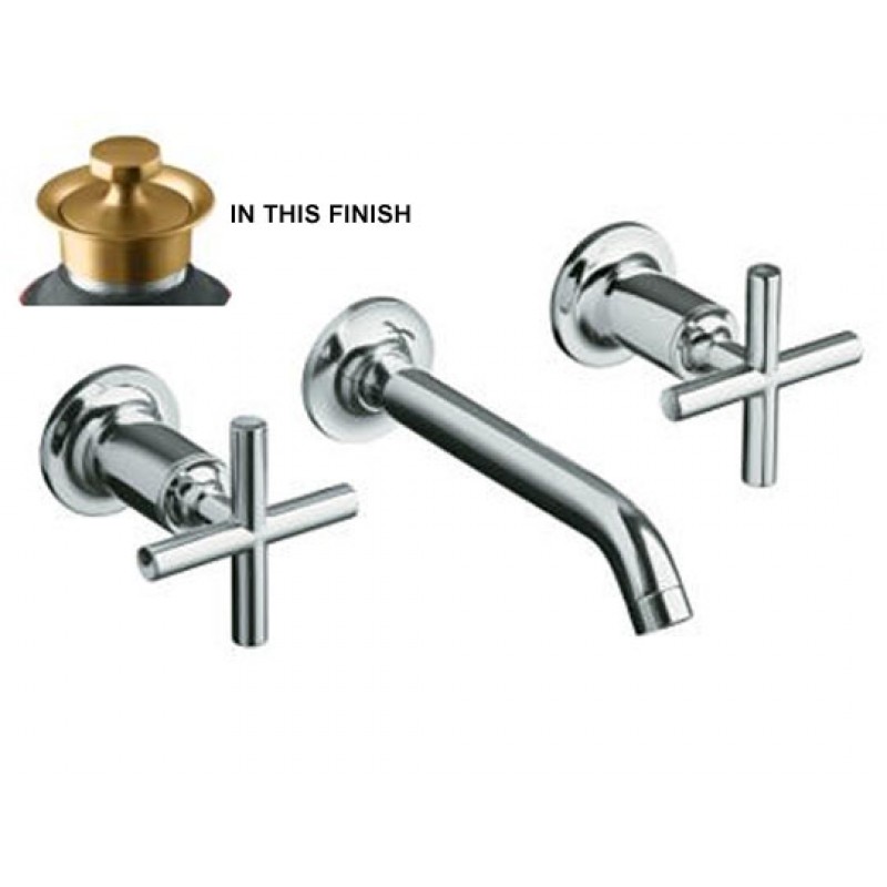 Purist Wall Mount Faucet - Cross Handles - Trim Only - Brushed Bronze