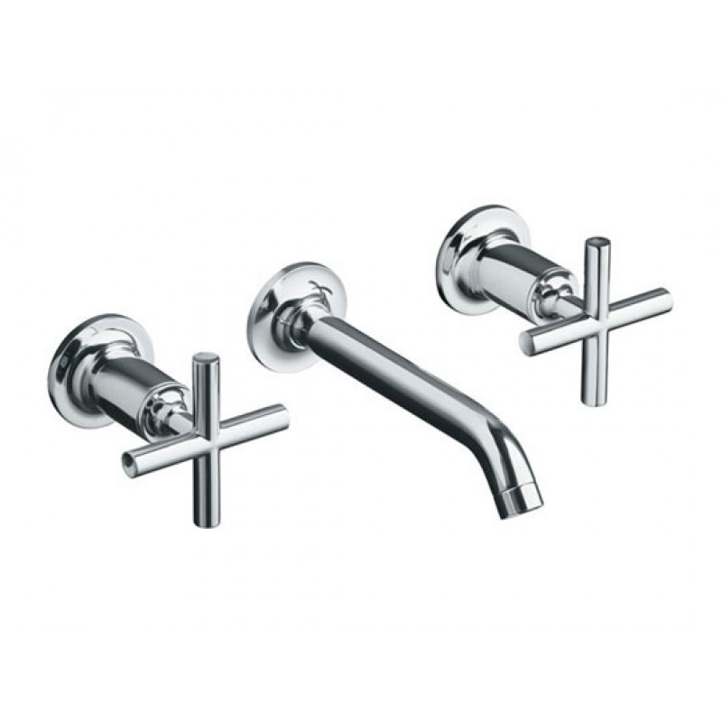 Purist Wall Mount Faucet - Cross Handles - Trim Only - Chrome