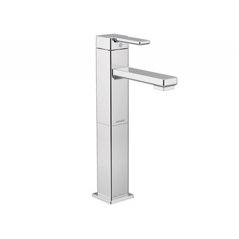 90 Degree Chrome One-Handle High Arc Vessel Bathroom Faucet