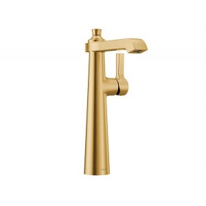 Flara Brushed Gold One-Handle High Arc Bathroom Fa...