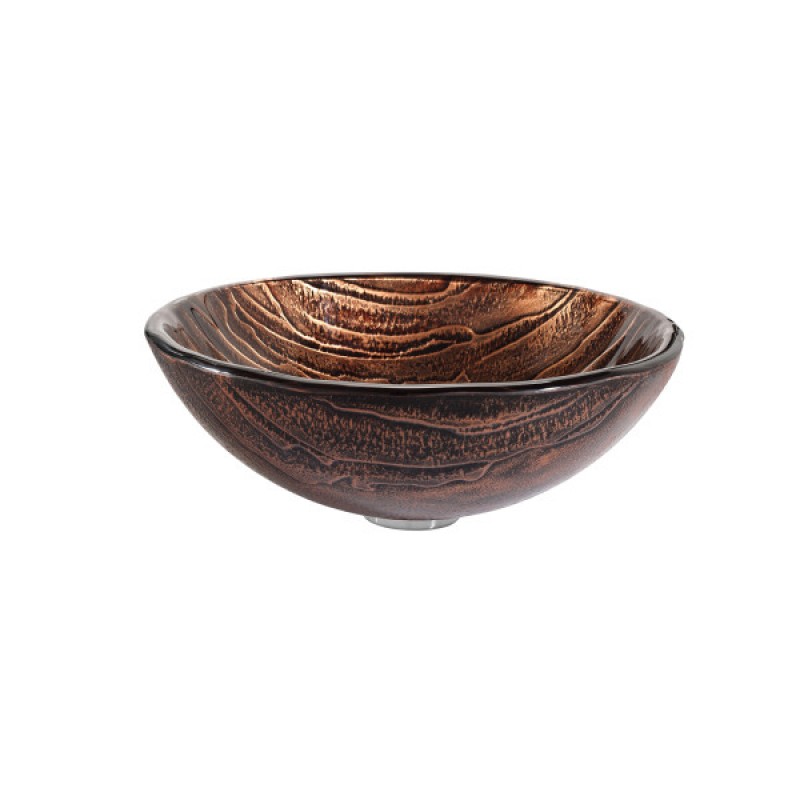 KRAUS Gaia Glass Vessel Sink in Brown with Ramus Faucet in Oil Rubbed Bronze