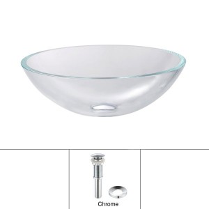 KRAUS Glass Vessel Sink in Crystal Clear with Pop-...