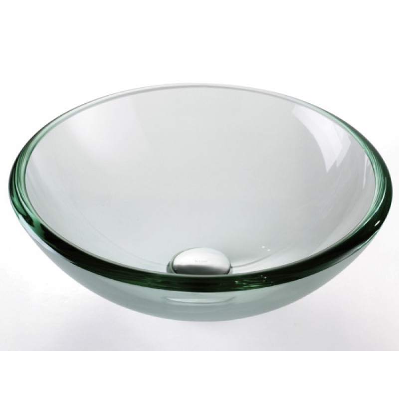 KRAUS 19 mm Thick Glass Vessel Sink in Clear with PU-MR in Chrome