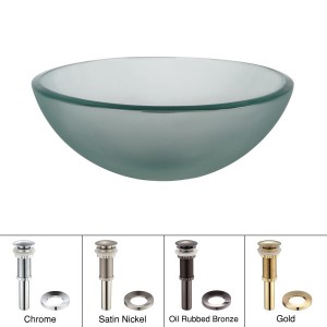 KRAUS 14 Inch Glass Vessel Sink in Frosted with Po...