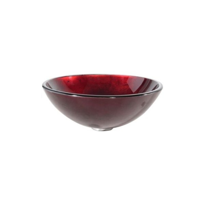 KRAUS Irruption Glass Vessel Sink in Red with Pop-Up Drain and Mounting Ring in Chrome