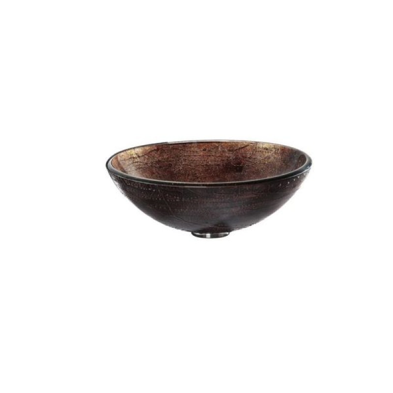KRAUS Copper Illusion Glass Vessel Sink in Brown with Pop-Up Drain and Mounting Ring in Chrome