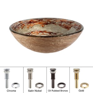 KRAUS Ares Glass Vessel Sink in Brown and Gray wit...