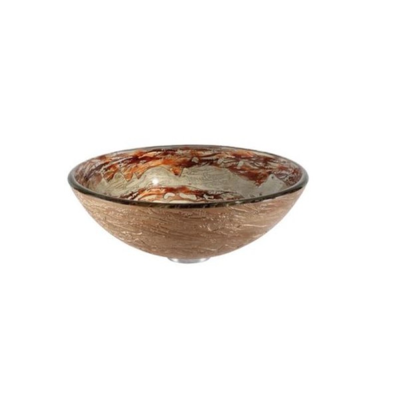 KRAUS Ares Glass Vessel Sink in Brown and Gray with Pop-Up Drain and Mounting Ring in Oil Rubbed Bronze