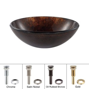 KRAUS Pluto Glass Vessel Sink in Brown with Pop-Up...