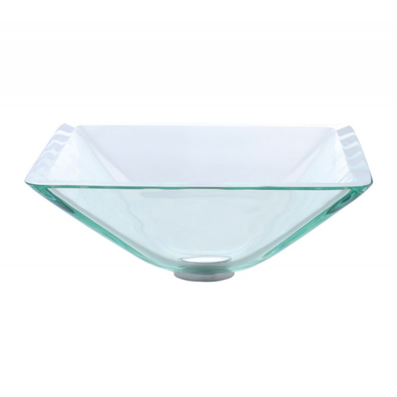 Square Glass Vessel Sink in Clear