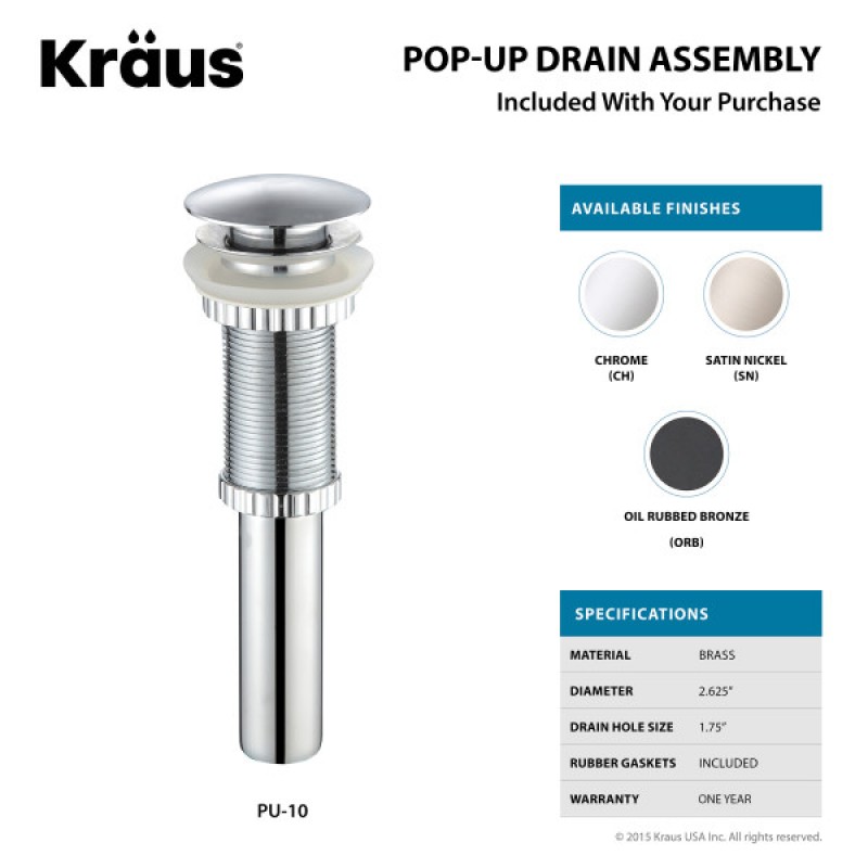 KRAUS Soft Rectangular Ceramic Vessel Bathroom Sink in White with Pop-Up Drain in Oil Rubbed Bronze