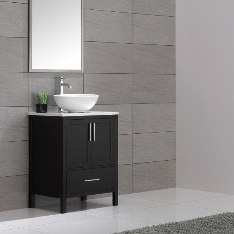 KRAUS Soft Round Ceramic Vessel Bathroom Sink in White with Pop-Up Drain in Chrome
