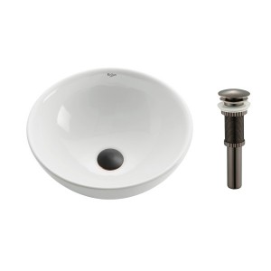 KRAUS Soft Round Ceramic Vessel Bathroom Sink in W...