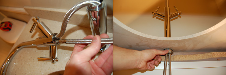 Installation of a vessel sink faucet
